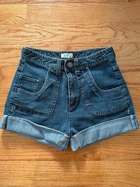 Christopher & Banks Dark Blue Rolled-Cuff Denim Shorts